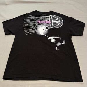 PLEASURES Black Supreme Skater Streetwear Shirt Men Jelly Fish Punk Y2K XL-5288